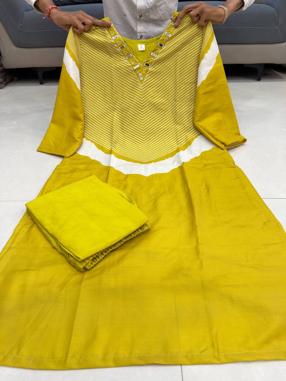 Stylish Pure Cotton Slub Handwork Co-ord Set
