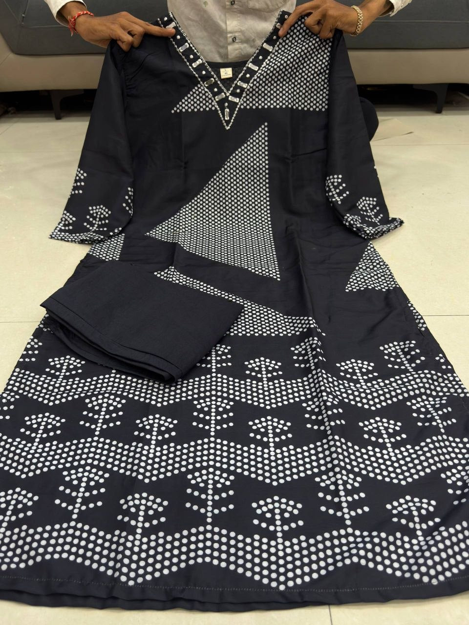 Stylish Pure Cotton Slub Handwork Co-ord Set