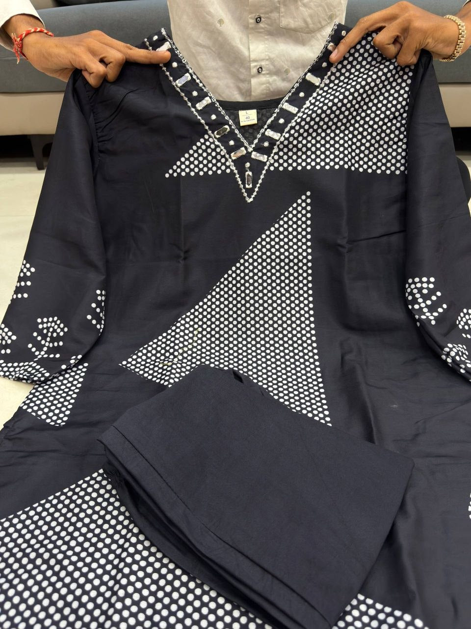 Stylish Pure Cotton Slub Handwork Co-ord Set