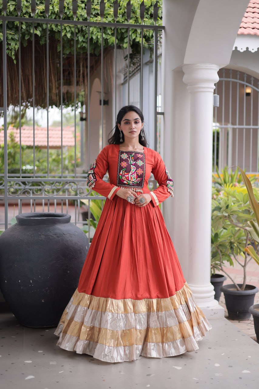 New Rayon Kutchi Gamthi Work Navratri Gown