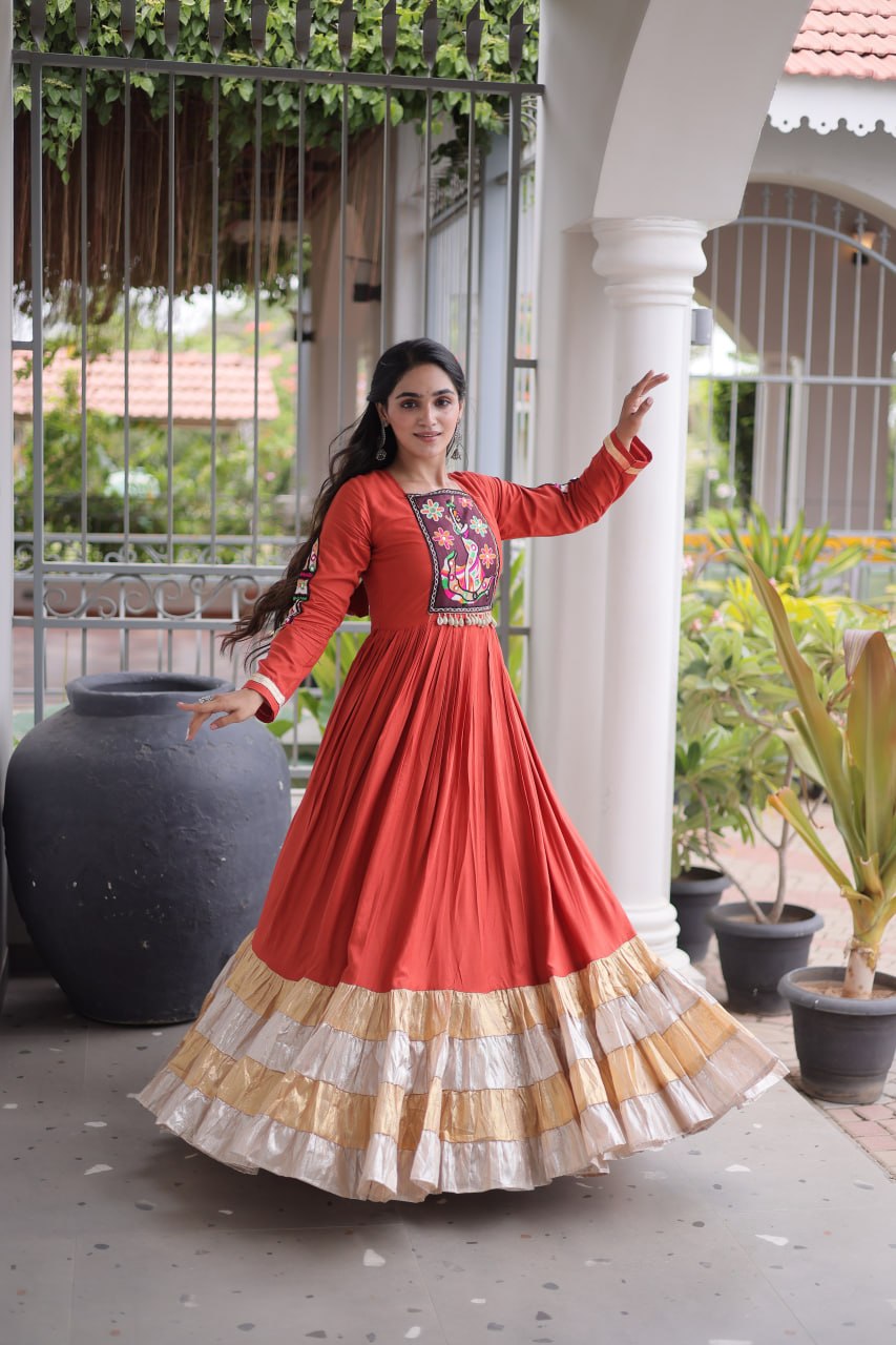 New Rayon Kutchi Gamthi Work Navratri Gown