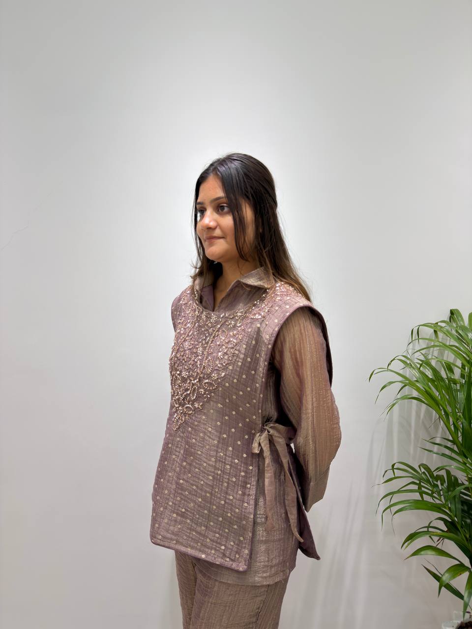 Trendy Salsa Silk Handwork Co-ord Set