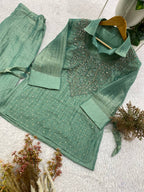 Trendy Salsa Silk Handwork Co-ord Set