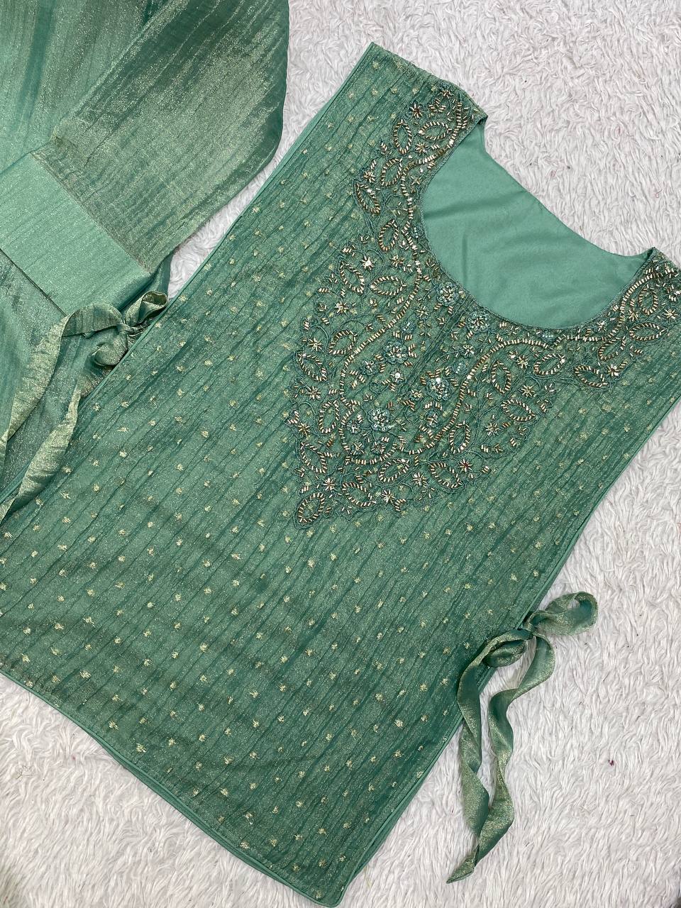 Trendy Salsa Silk Handwork Co-ord Set