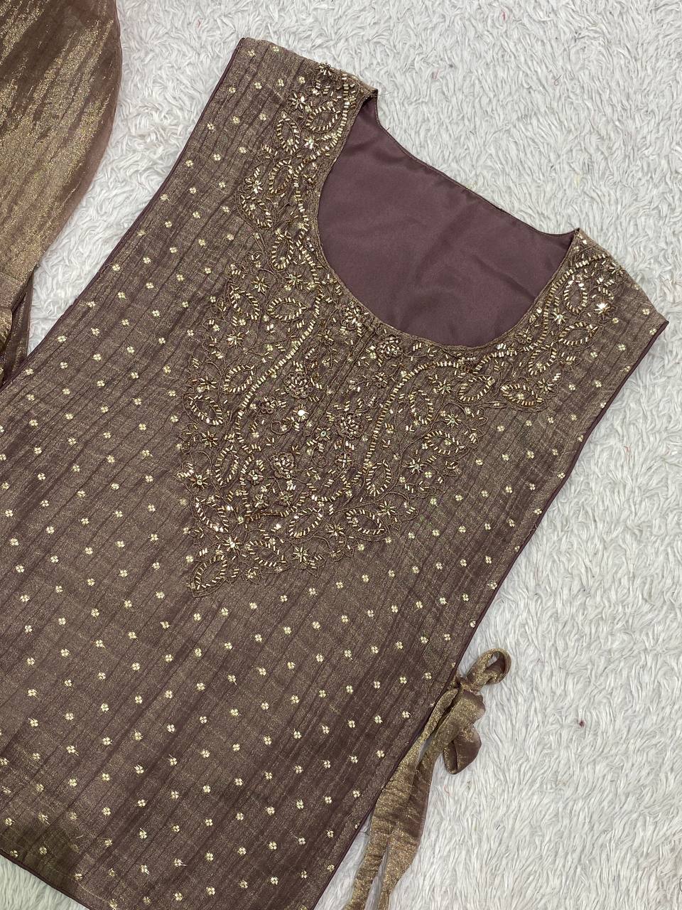 Trendy Salsa Silk Handwork Co-ord Set