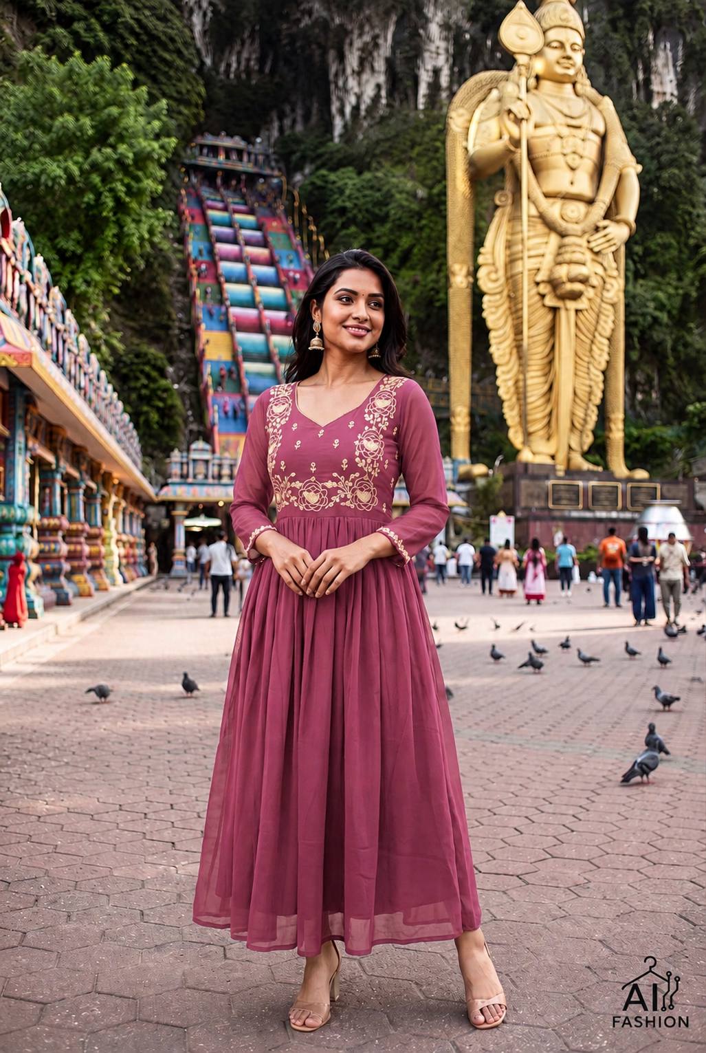 Party Wear Geogrette Embriodery Gown
