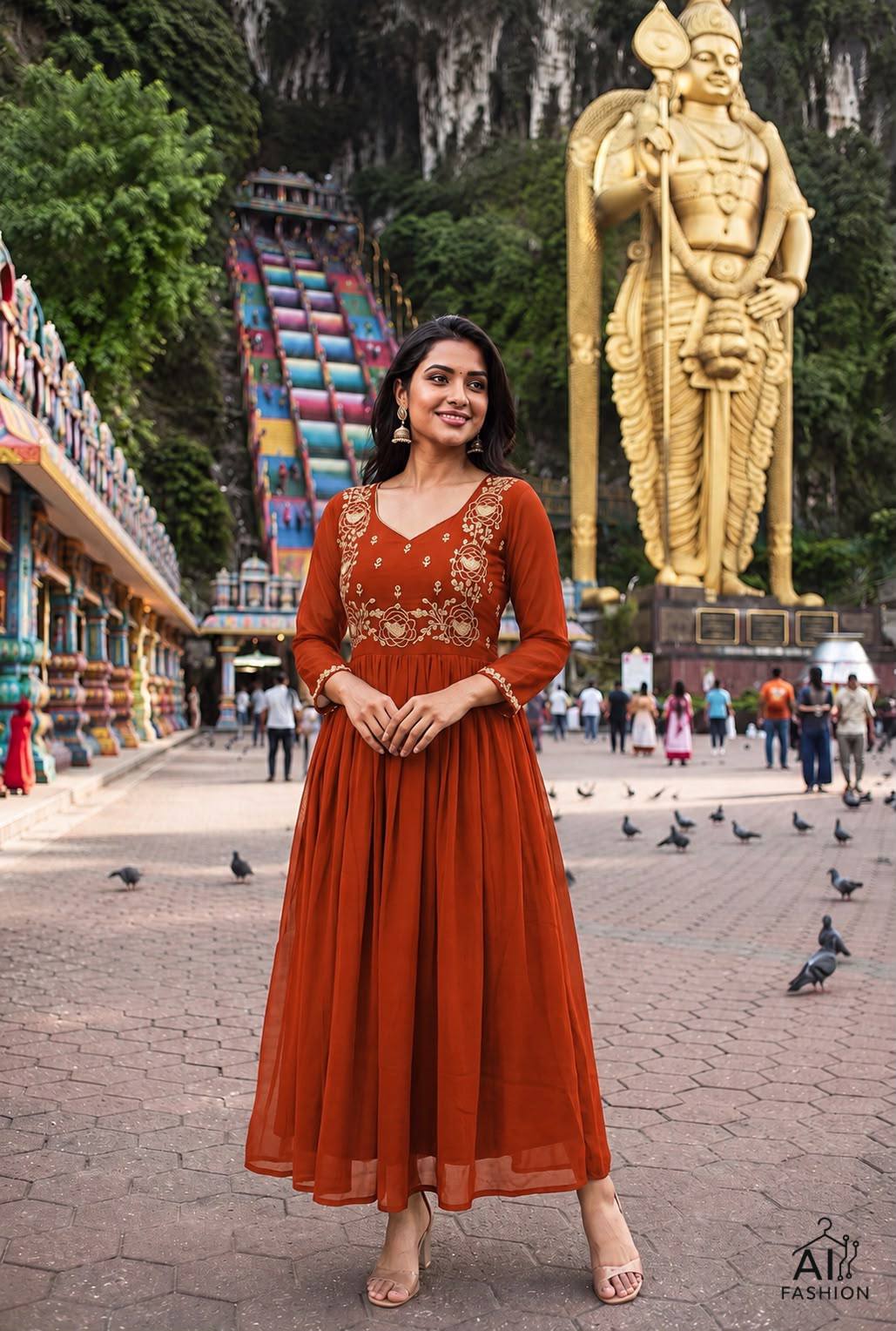 Party Wear Geogrette Embriodery Gown