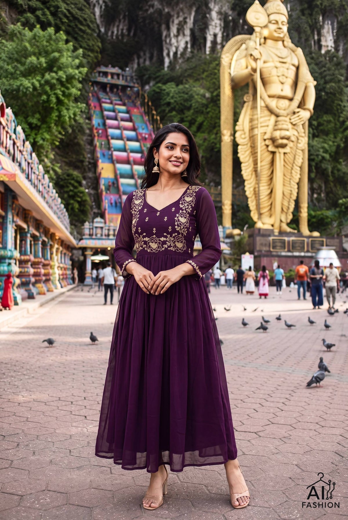 Party Wear Geogrette Embriodery Gown