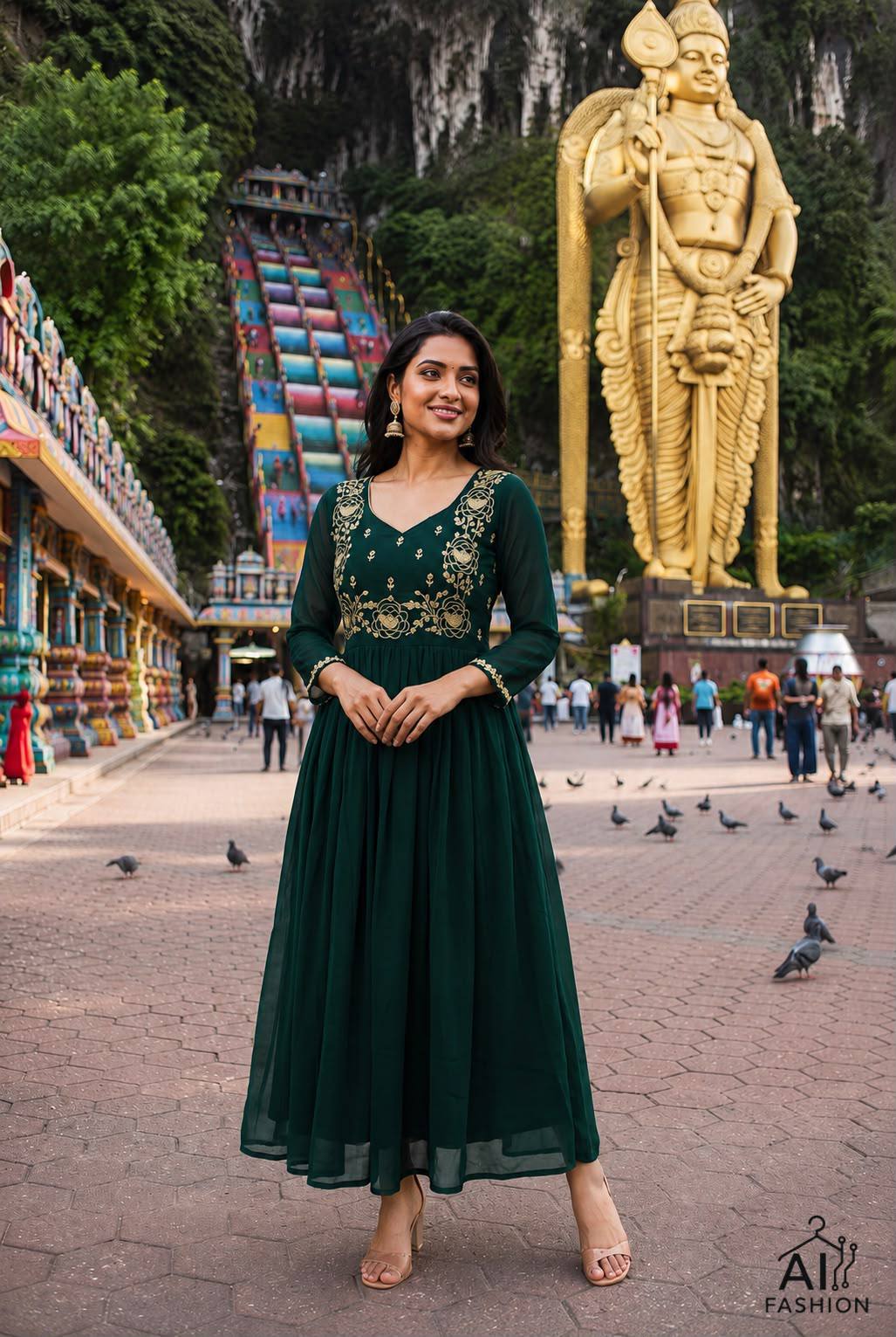 Party Wear Geogrette Embriodery Gown