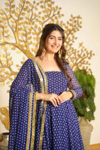 Classic Bandhani Print Geogrette Anarkali Suit Set