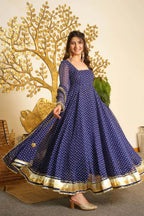 Classic Bandhani Print Geogrette Anarkali Suit Set
