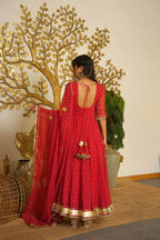 Classic Bandhani Print Geogrette Anarkali Suit Set