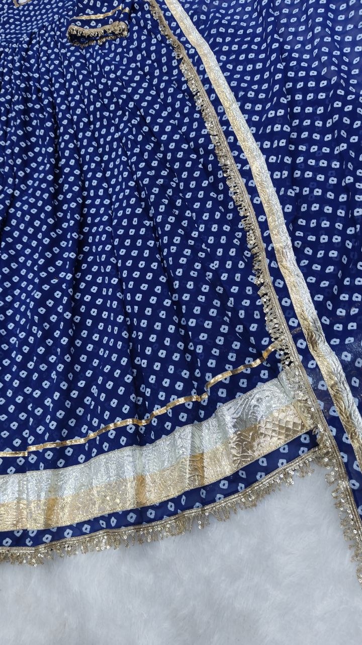 Classic Bandhani Print Geogrette Anarkali Suit Set