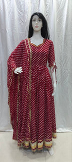 Classic Bandhani Print Geogrette Anarkali Suit Set