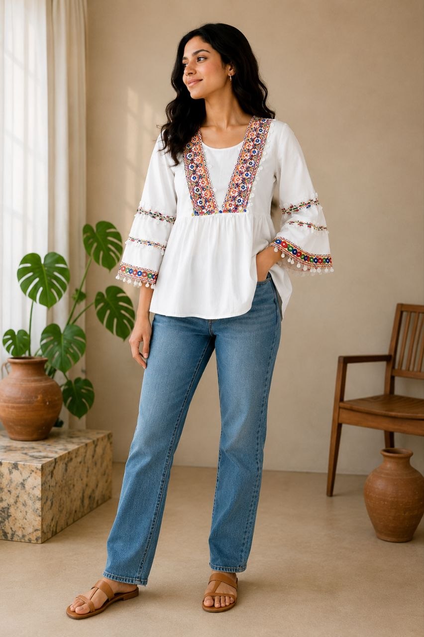 Festive Rayon Gamthi Work Top Collection