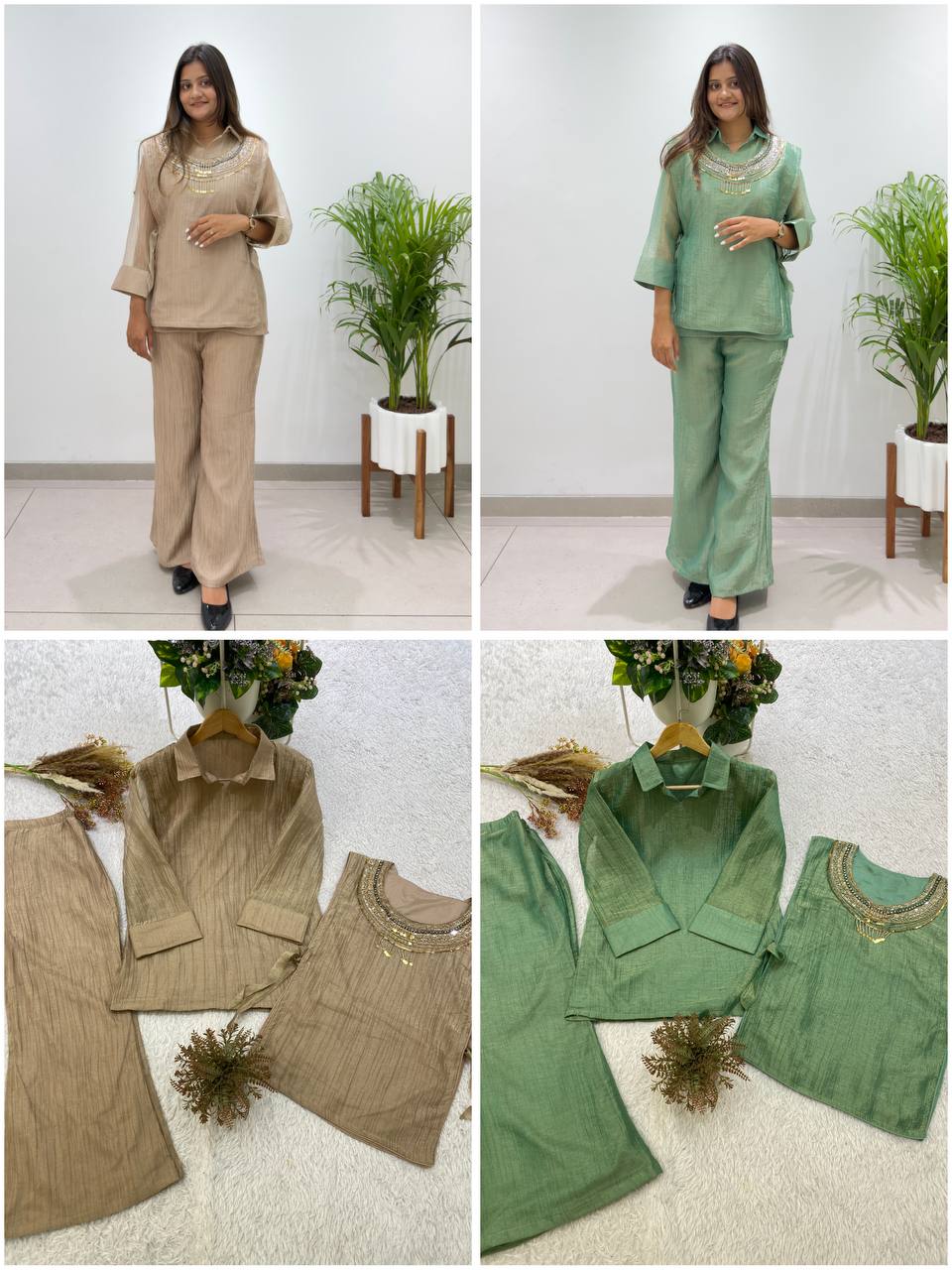 Ethnic Salsa Silk Handwork Designer Co-ord Set