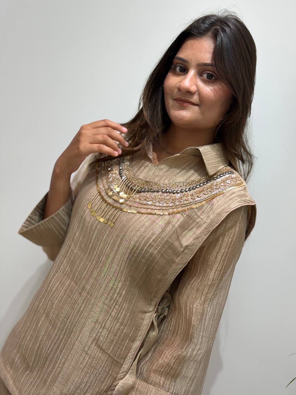 Ethnic Salsa Silk Handwork Designer Co-ord Set
