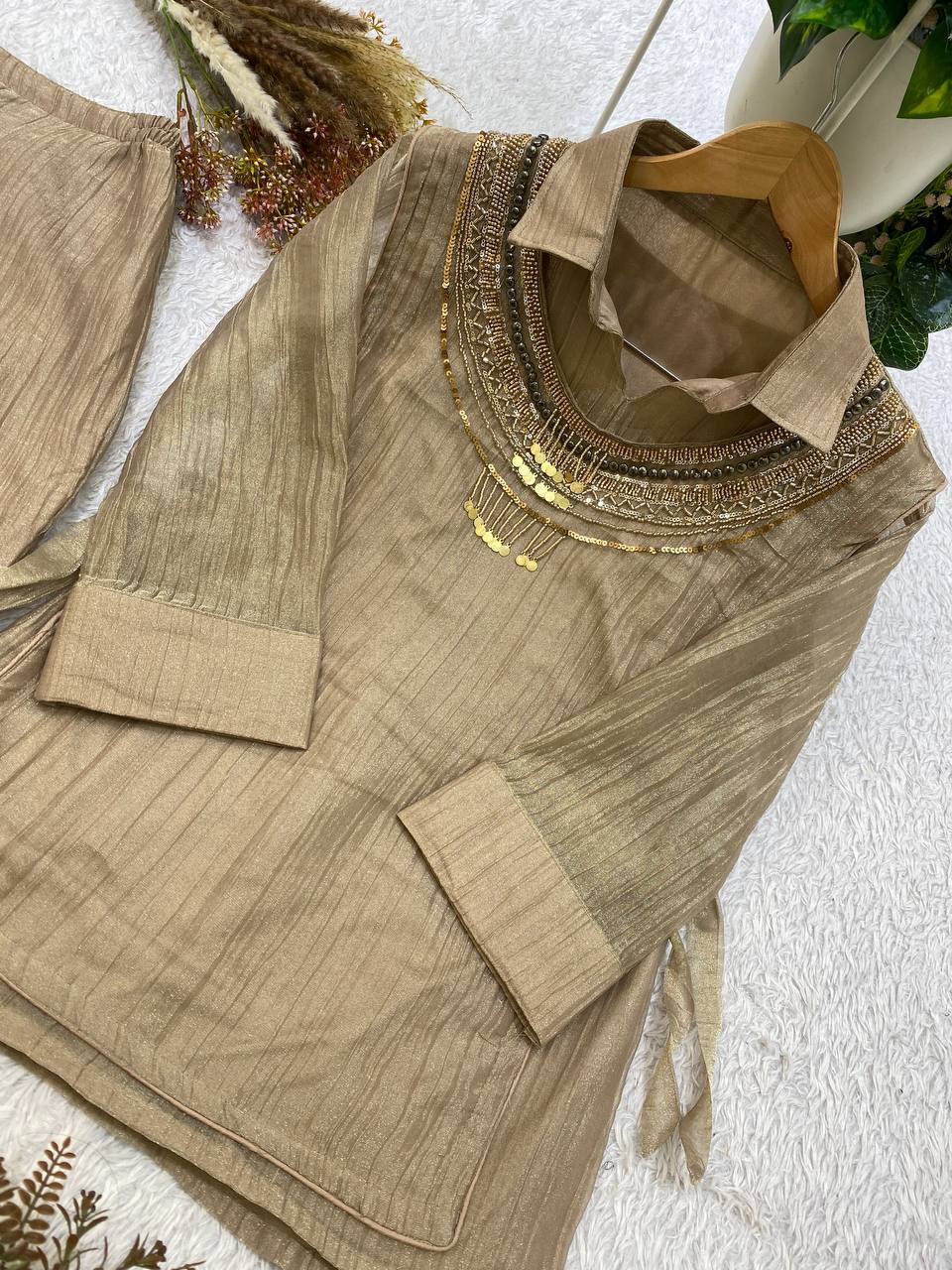 Ethnic Salsa Silk Handwork Designer Co-ord Set
