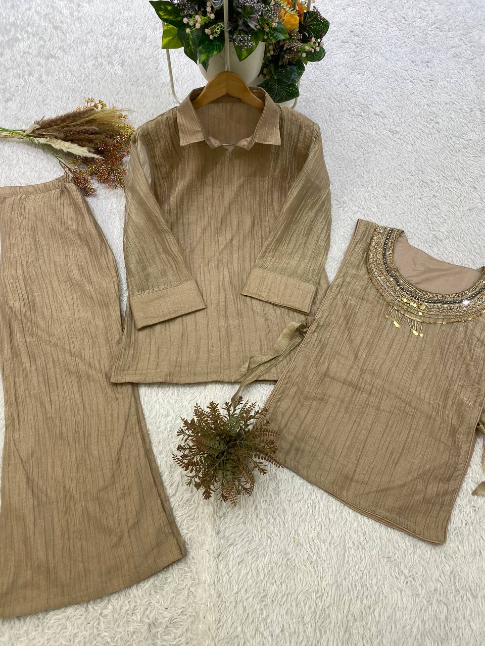 Ethnic Salsa Silk Handwork Designer Co-ord Set