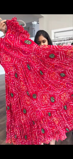 Classic Bandhani Printed Chiffon Maxi Dress