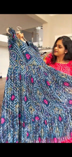 Classic Bandhani Printed Chiffon Maxi Dress