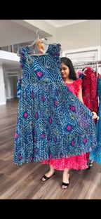 Classic Bandhani Printed Chiffon Maxi Dress