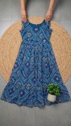 Classic Bandhani Printed Chiffon Maxi Dress