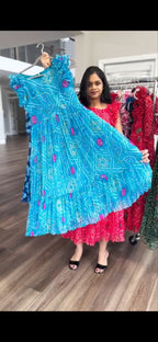 Classic Bandhani Printed Chiffon Maxi Dress