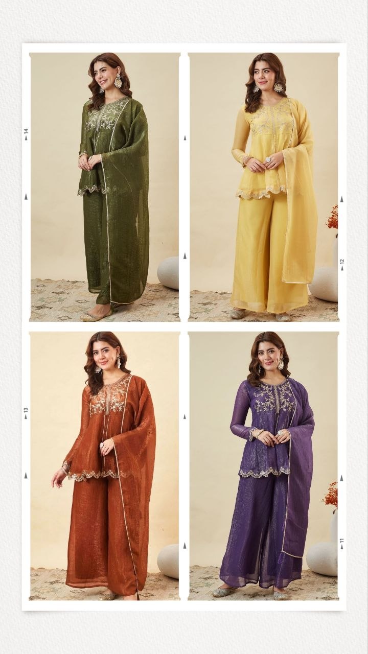 Party Wear Silk Embriodery Palazzo Set