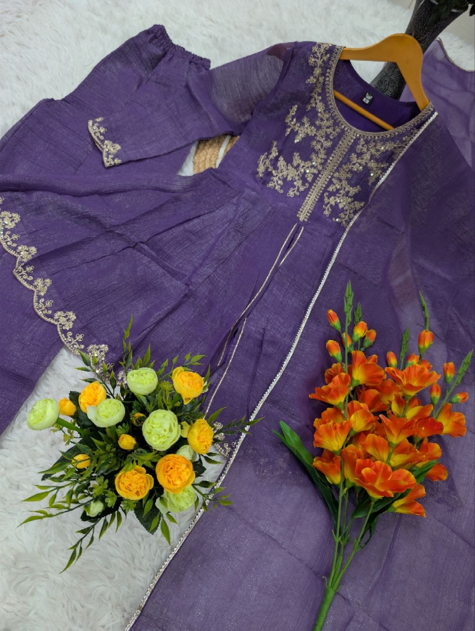 Party Wear Silk Embriodery Palazzo Set