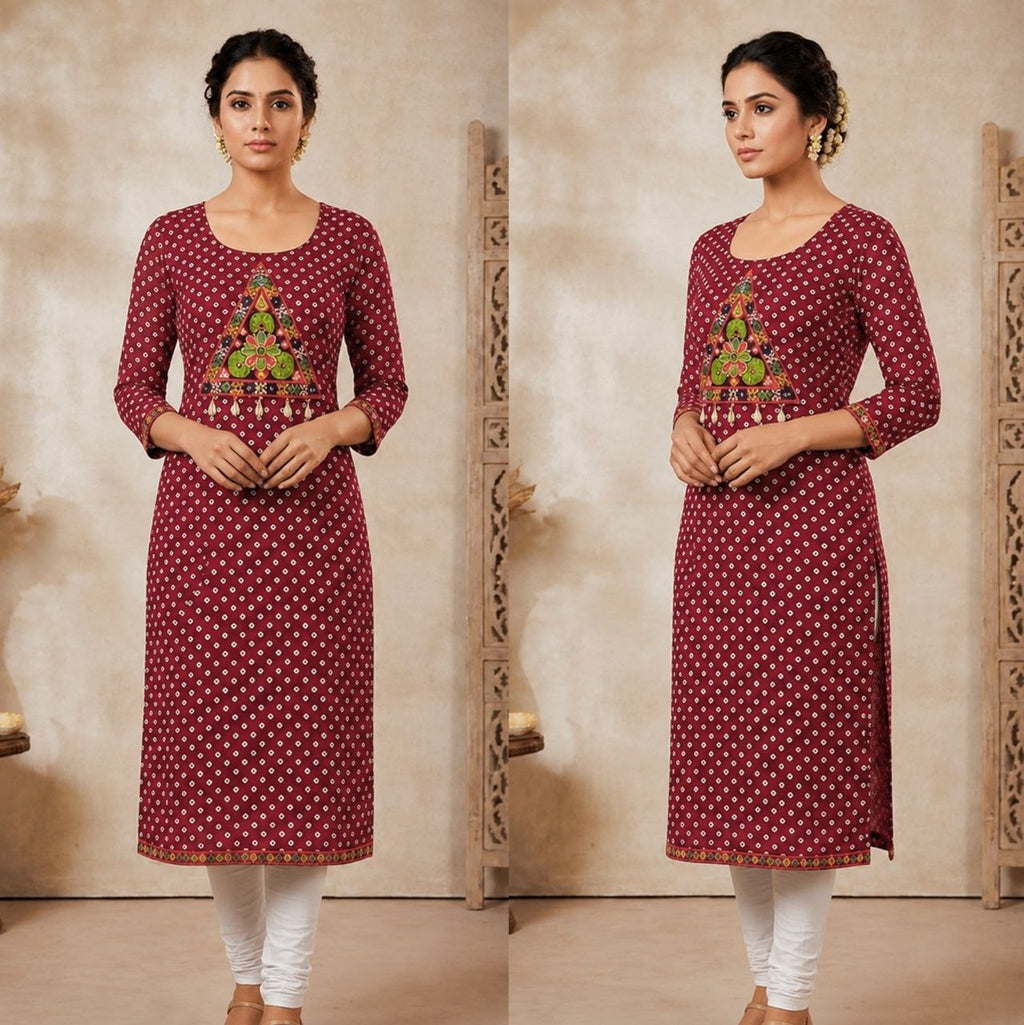 Bandhani Print Geogrette Kurti for Navratri in Plus SIze