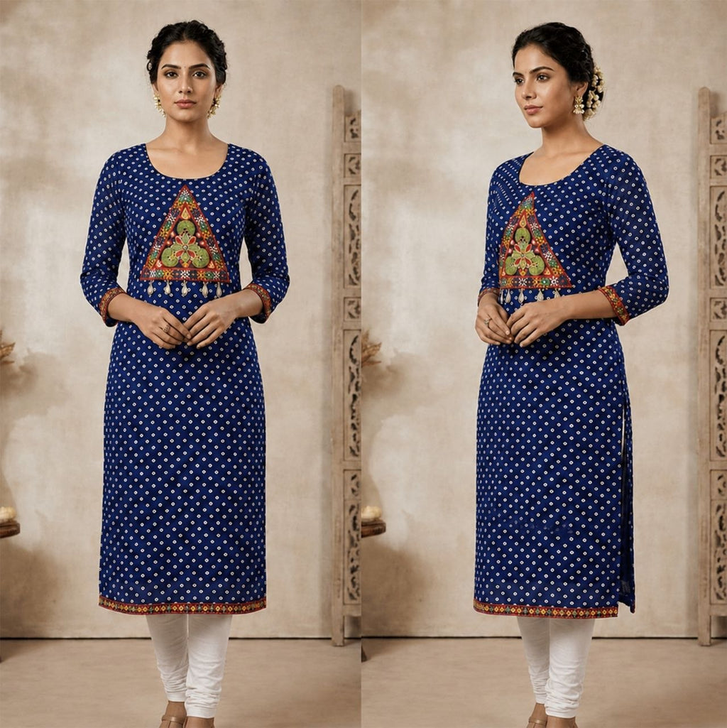 Bandhani Print Geogrette Kurti for Navratri in Plus SIze