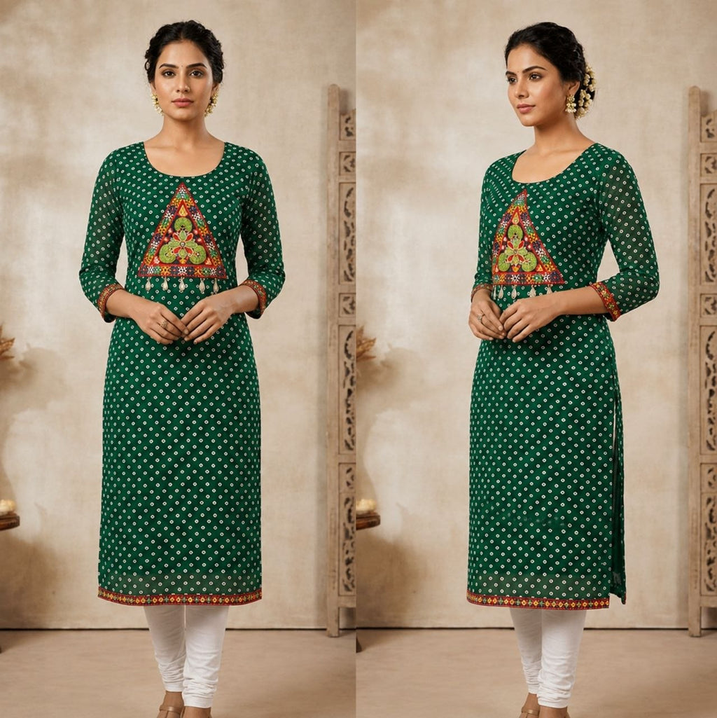 Bandhani Print Geogrette Kurti for Navratri in Plus SIze