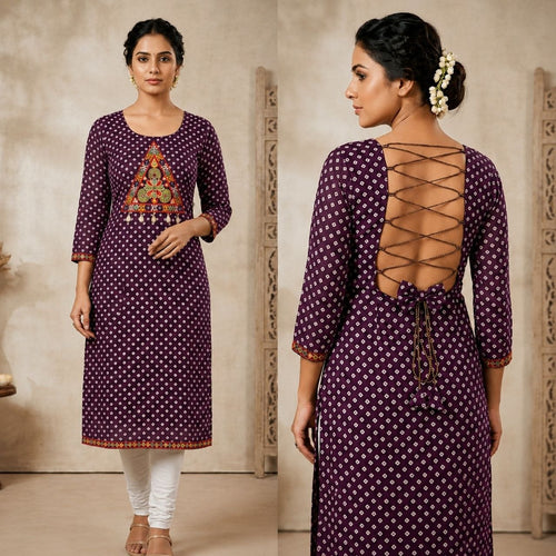 Bandhani Print Geogrette Kurti for Navratri in Plus SIze