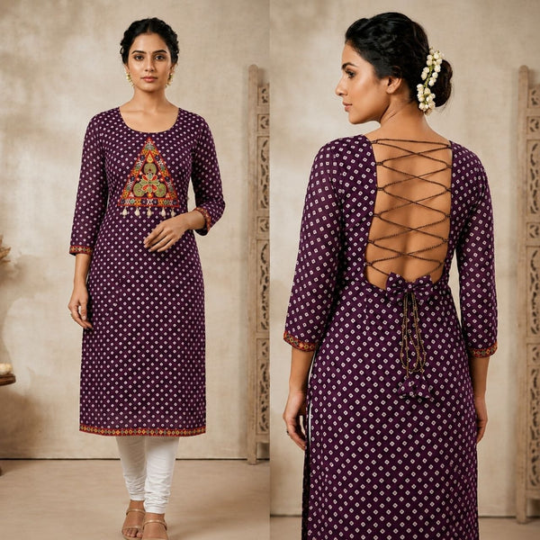 Bandhani Print Geogrette Kurti for Navratri in Plus SIze