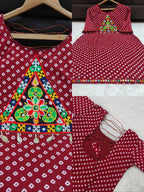 Bandhani Print Geogrette Kurti for Navratri in Plus SIze