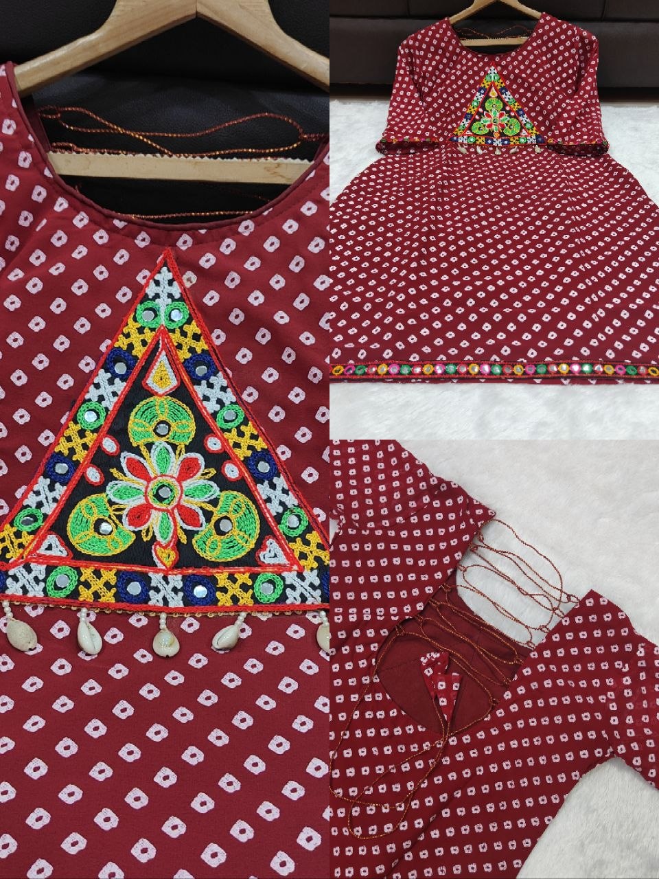 Bandhani Print Geogrette Kurti for Navratri in Plus SIze