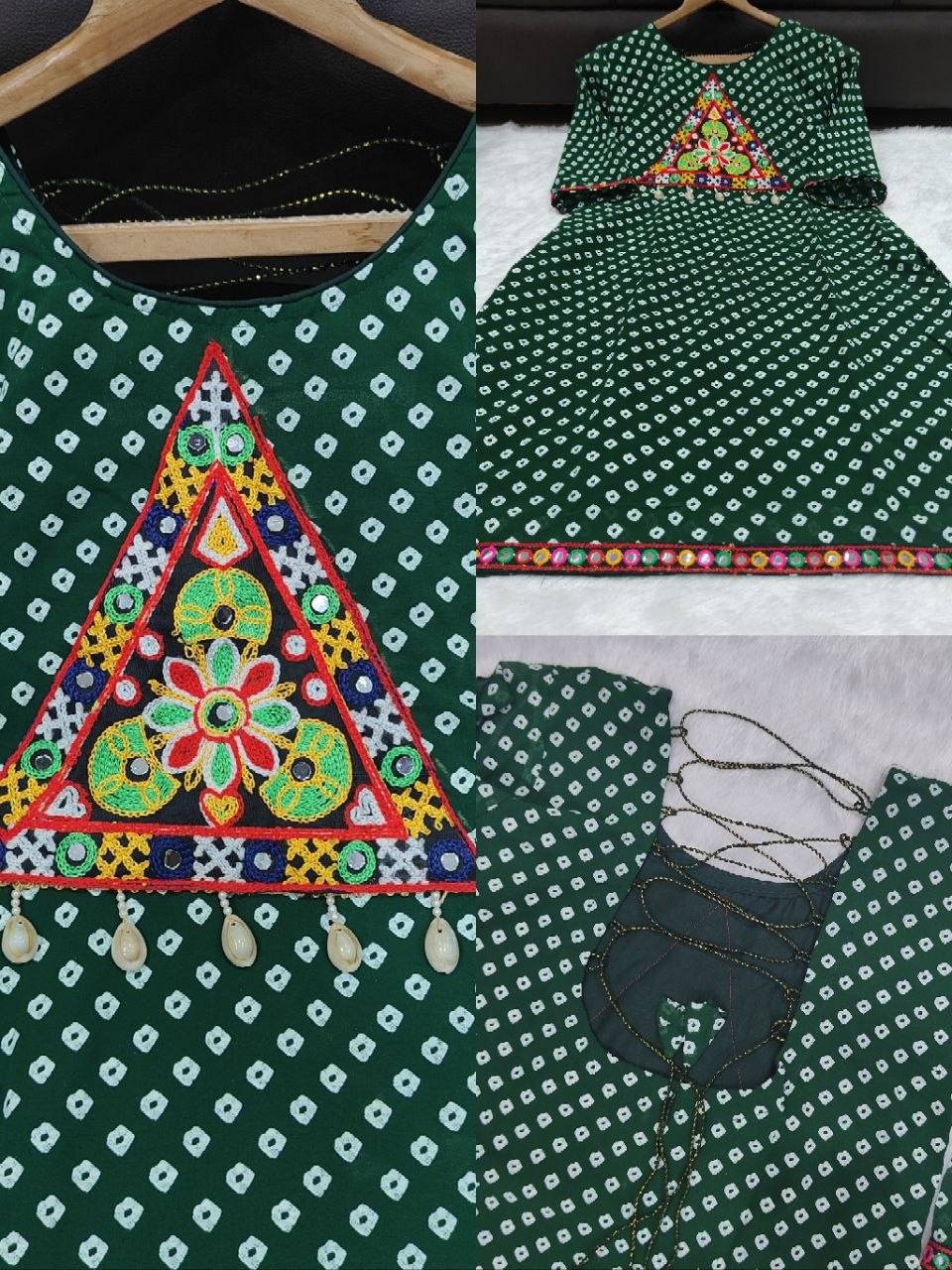Bandhani Print Geogrette Kurti for Navratri in Plus SIze