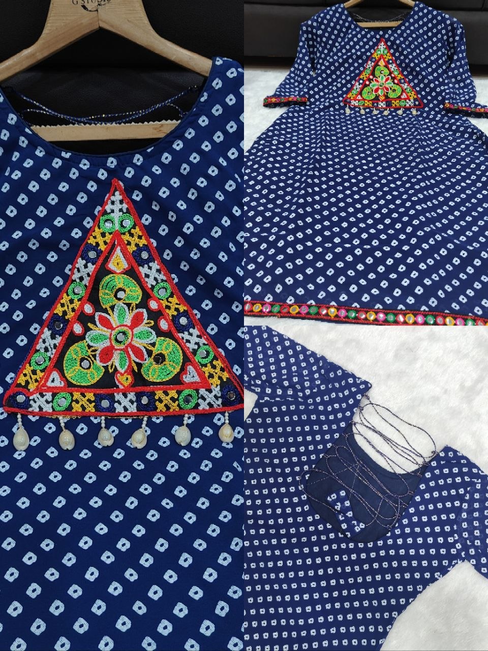 Bandhani Print Geogrette Kurti for Navratri in Plus SIze