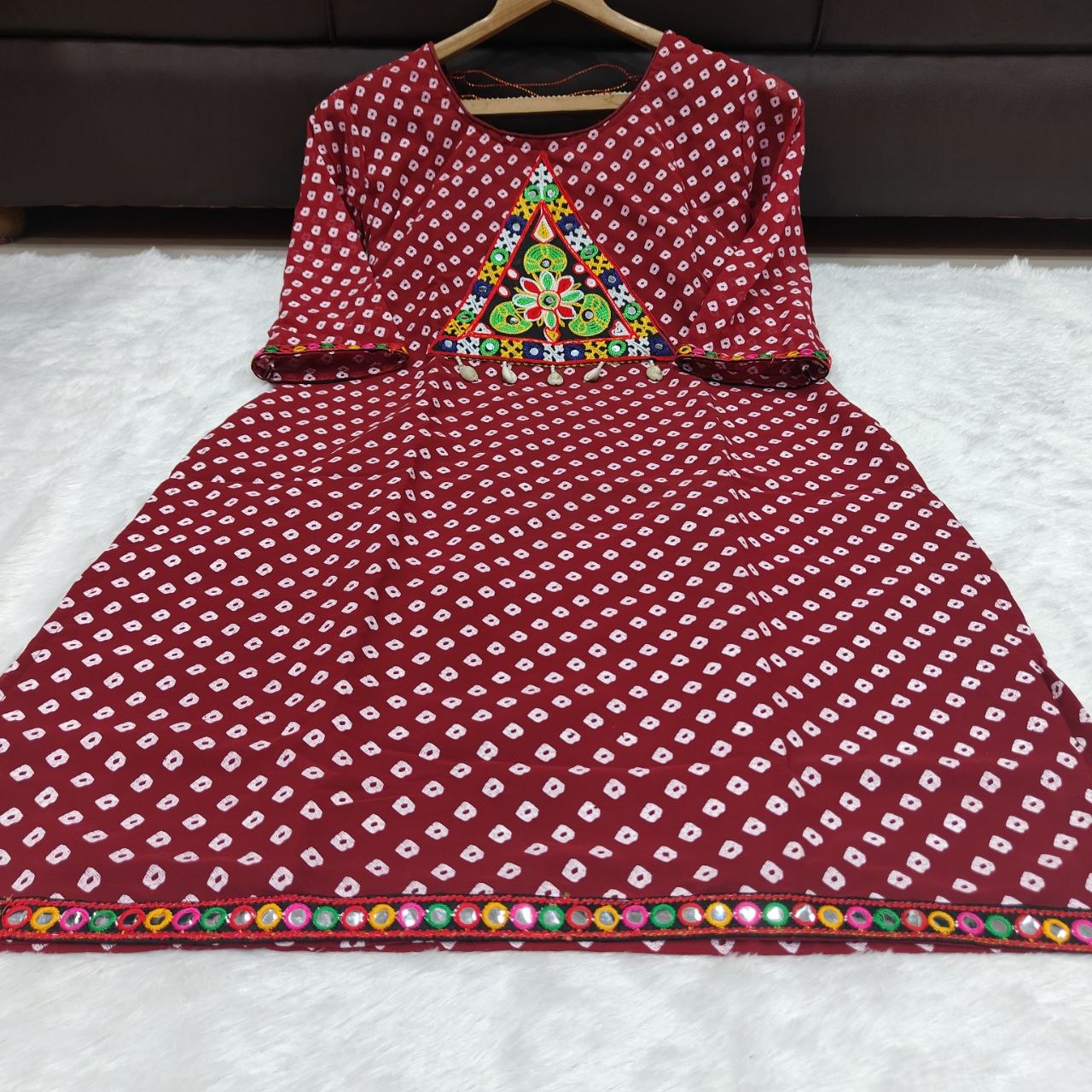 Bandhani Print Geogrette Kurti for Navratri in Plus SIze