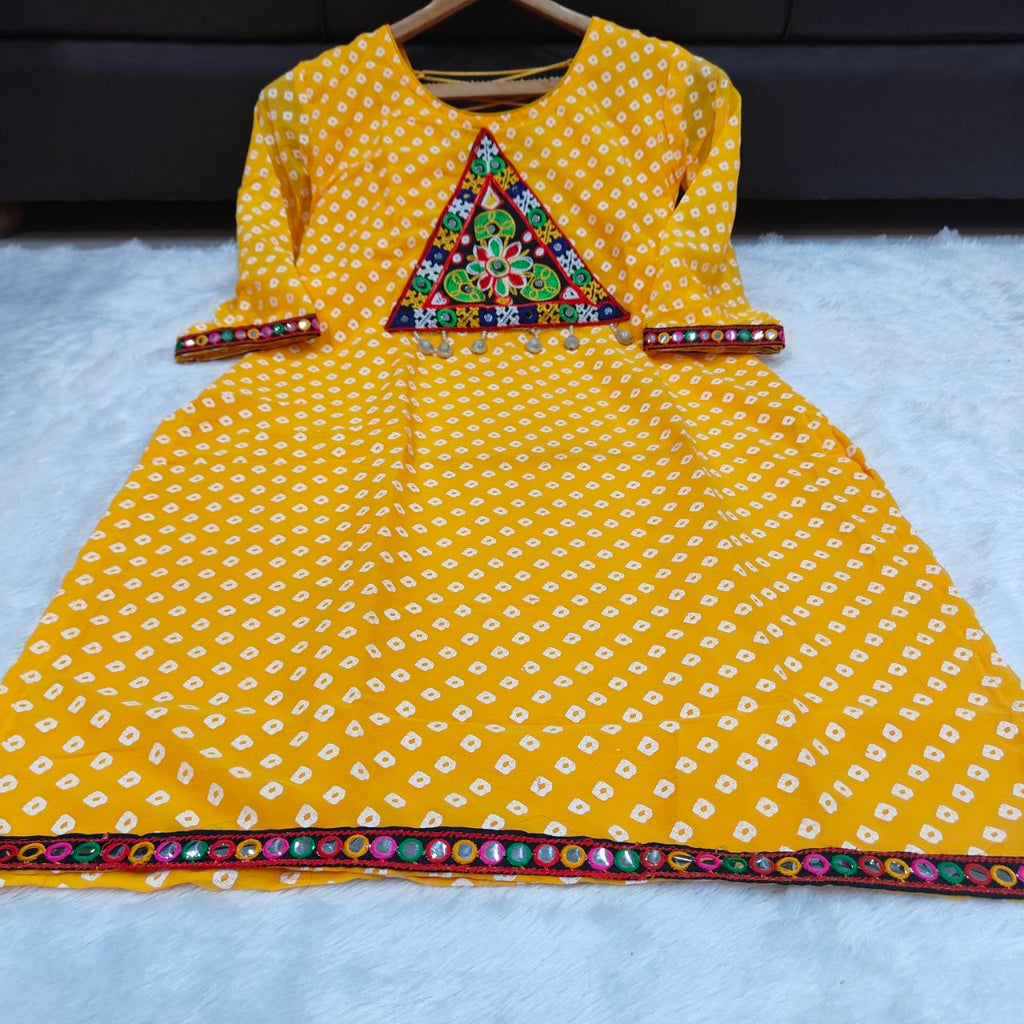 Bandhani Print Geogrette Kurti for Navratri in Plus SIze
