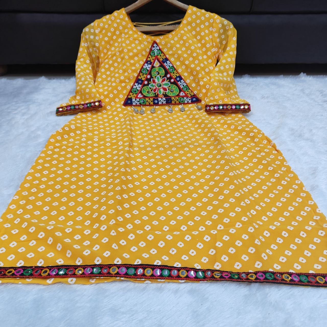 Bandhani Print Geogrette Kurti for Navratri in Plus SIze