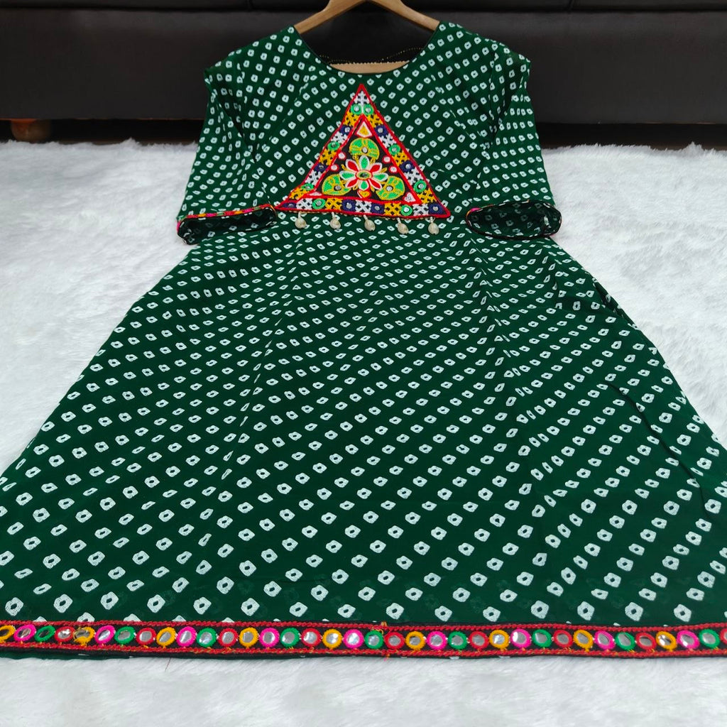 Bandhani Print Geogrette Kurti for Navratri in Plus SIze