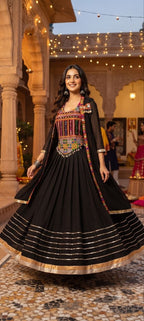 Navratri Special Black Cotton Lehenga Set with Jacket