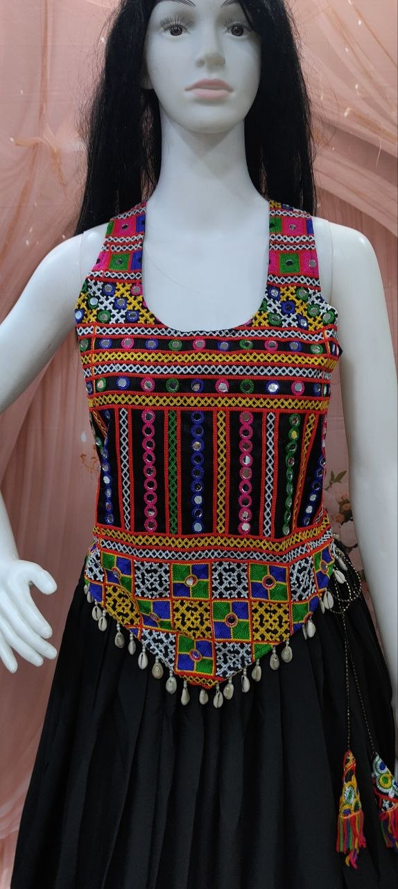 Navratri Special Black Cotton Lehenga Set with Jacket
