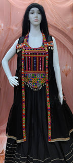 Navratri Special Black Cotton Lehenga Set with Jacket