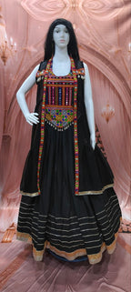 Navratri Special Black Cotton Lehenga Set with Jacket