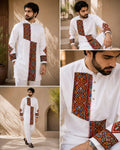 Cotton Gamthi Work Men's Kurta Pyjama Navratri Special Set