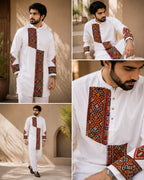 Cotton Gamthi Work Men's Kurta Pyjama Navratri Special Set