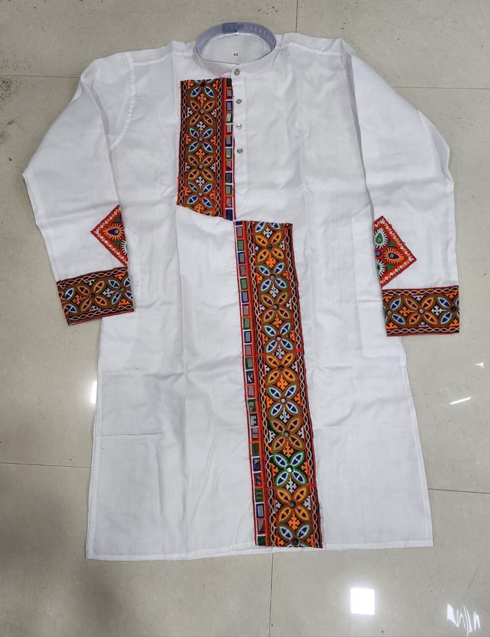 Cotton Gamthi Work Men's Kurta Pyjama Navratri Special Set